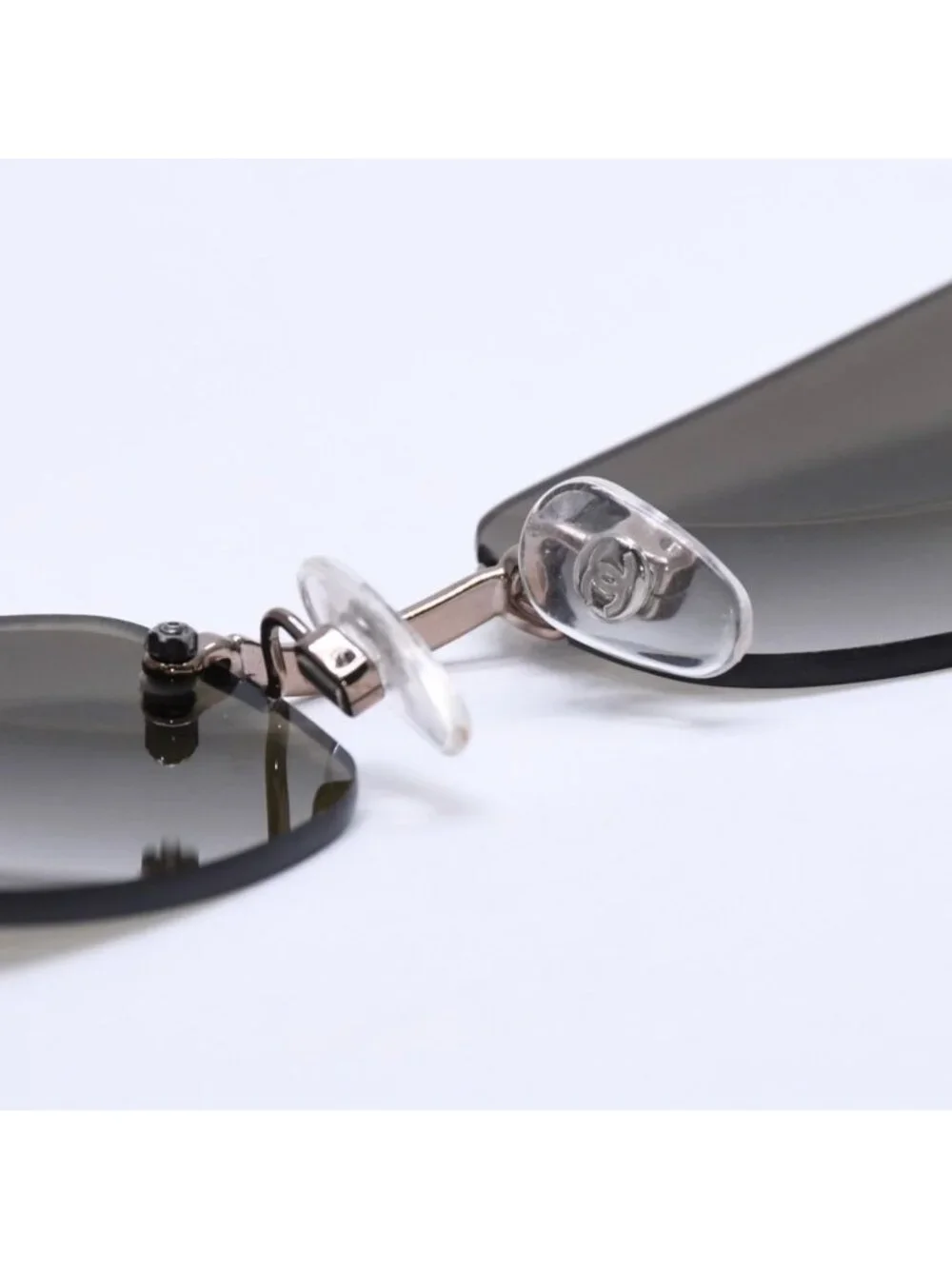 Chanel Rimless Sunglasses 18 Brown Acetate CC Logo Gold Eyewear